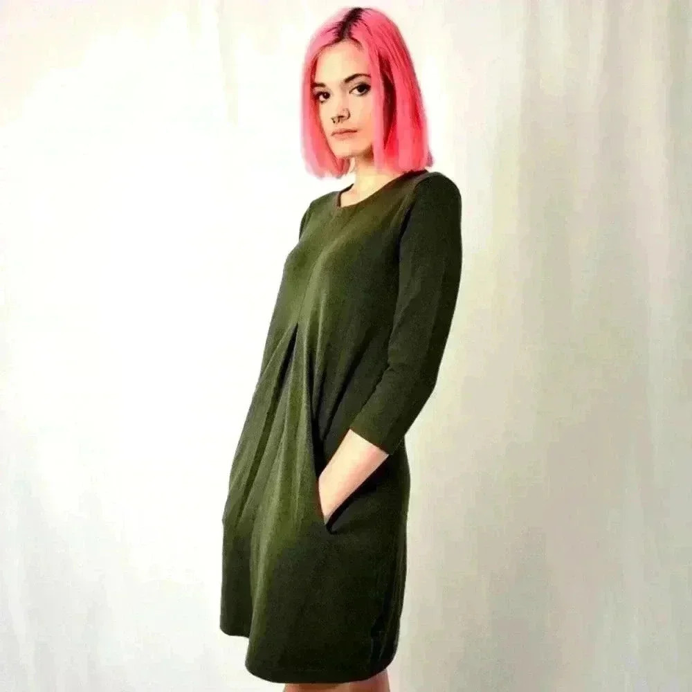 Tyler Boe Cashmere Olive Green Sweater Dress - S - Picture 2 of 7